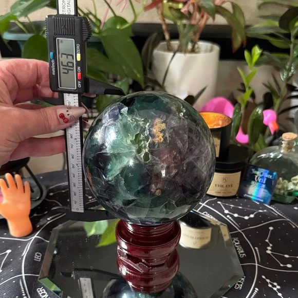 7.1 LB HUGE Druzy Statement Fluorite Crystal Ball Sphere Mineral & Many Rainbows - Picture 13 of 13